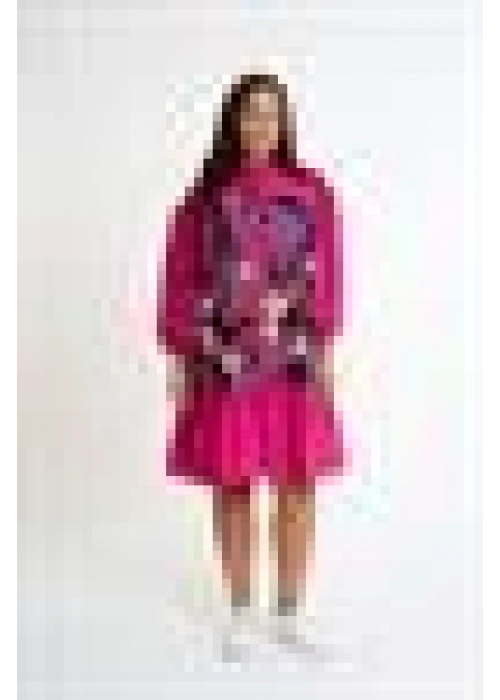 Frilly Patterned Dress | Pink