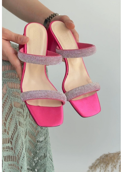 Froya Pembe Saten Topuklu Terlik