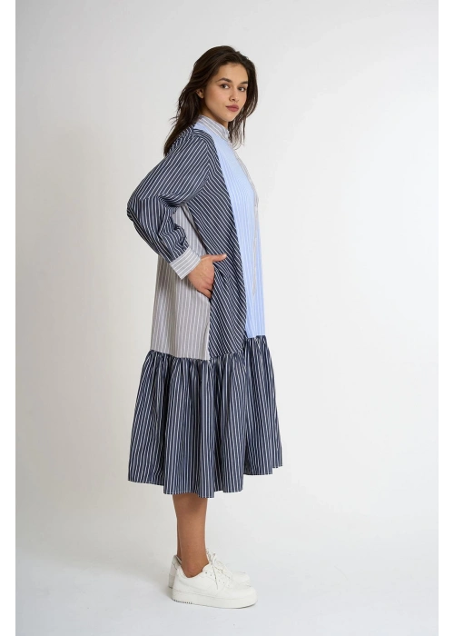 Garni Ruffled Long Dress | Anthracite