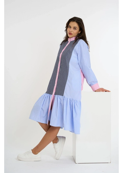 Garni Ruffled Long Dress | Blue