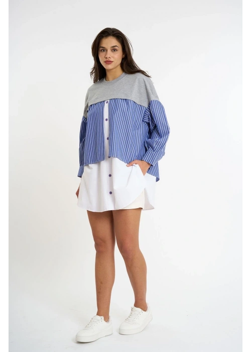 Garnished Shirt | Navy blue