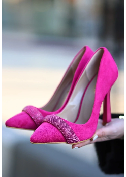 Gida Fuşya Süet Stiletto Ayakkabı