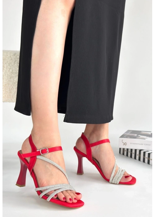 Gloria Kırmızı Saten Topuklu Ayakkabı