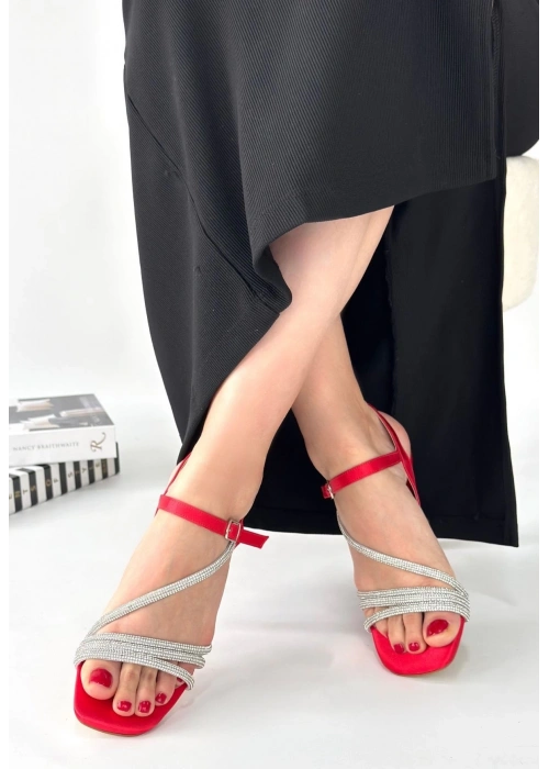 Gloria Kırmızı Saten Topuklu Ayakkabı