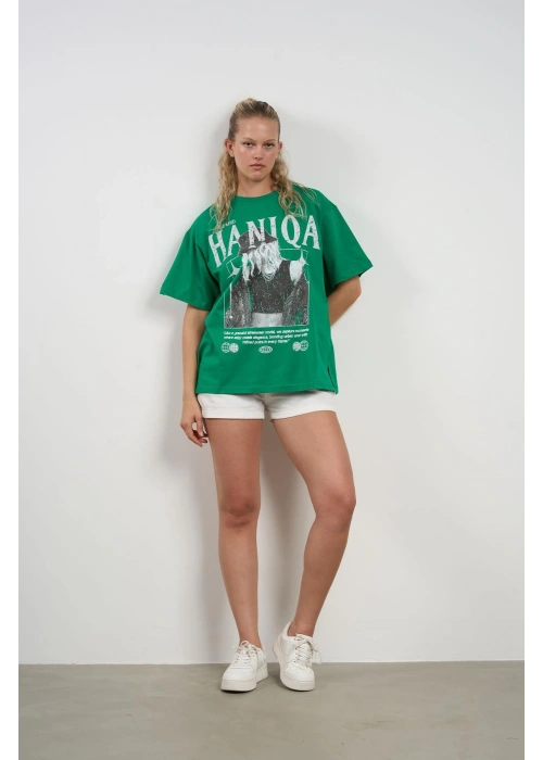 HANIQA Print T-Shirt – Big Size Green