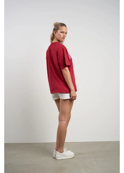 HANIQA Print T-Shirt – Big Size Maroon