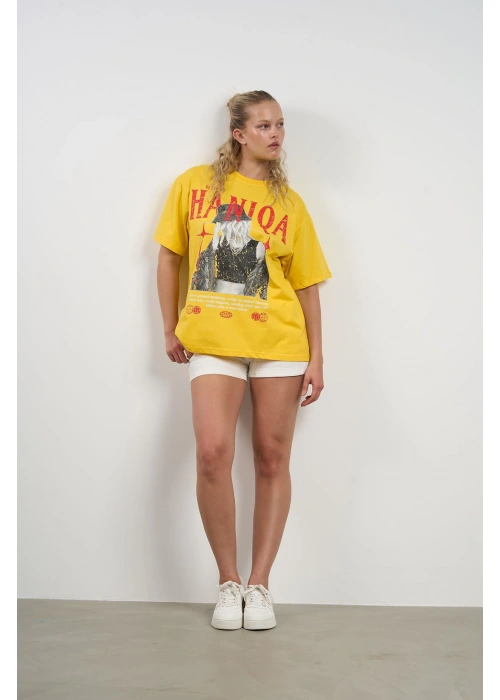 HANIQA Print T-Shirt – Big Size Yellow