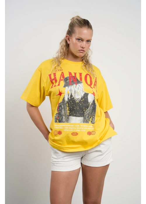 HANIQA Print T-Shirt – Big Size Yellow