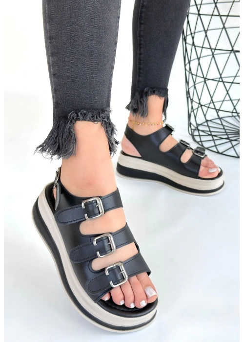 Jatay Siyah Cilt Sandalet