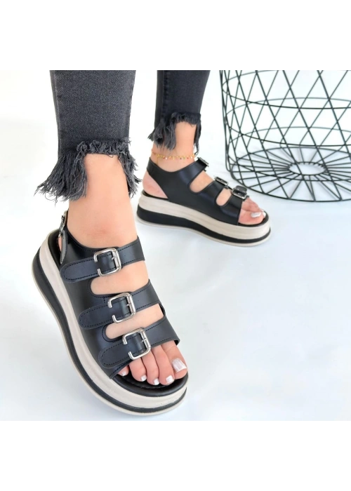 Jatay Siyah Cilt Sandalet