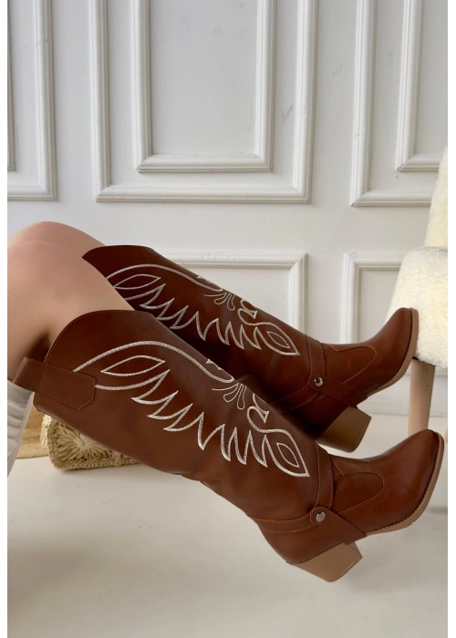 Jilla Taba Cilt Tak Çıkar Topuklu Bot Ve Çizme