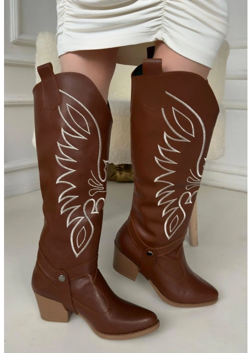 Jilla Taba Cilt Tak Çıkar Topuklu Bot Ve Çizme