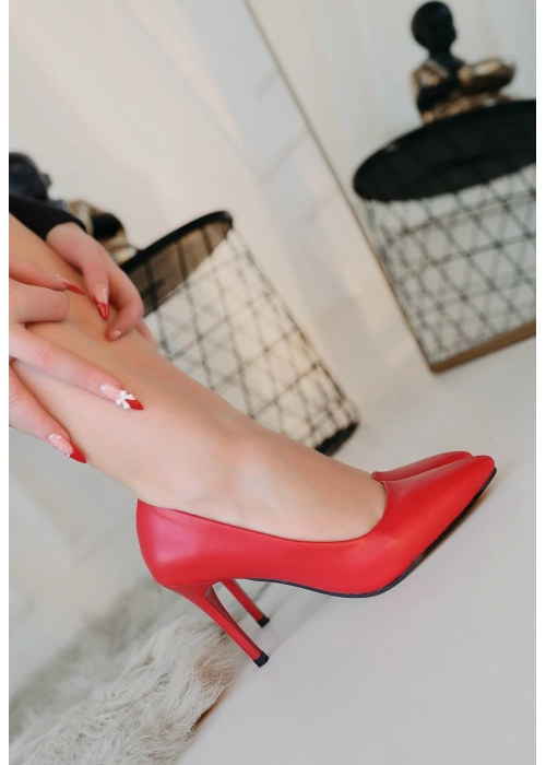 Jilya Kırmızı Cilt Stiletto Ayakkabı