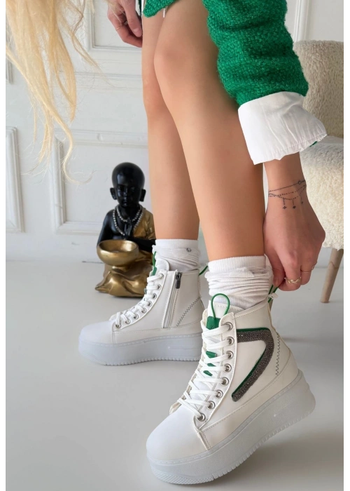 Joila Beyaz Cilt Yeşil Detaylı Bot