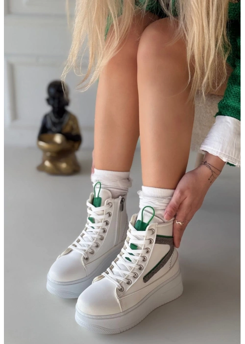 Joila Beyaz Cilt Yeşil Detaylı Bot
