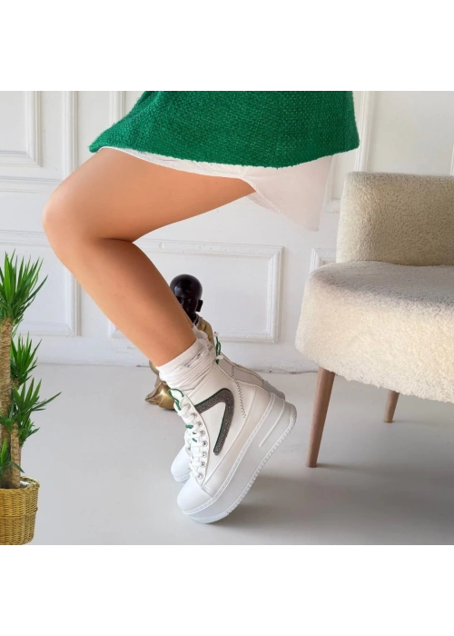 Joila Beyaz Cilt Yeşil Detaylı Bot
