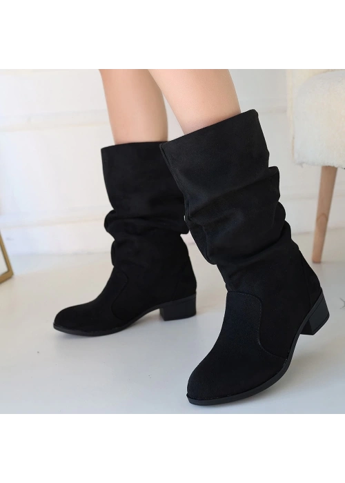 Jolin Siyah Süet Topuklu Çizme