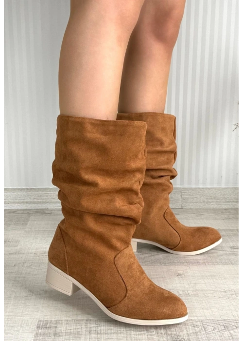 Jolin Taba Süet Topuklu Çizme