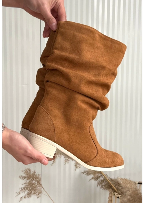 Jolin Taba Süet Topuklu Çizme