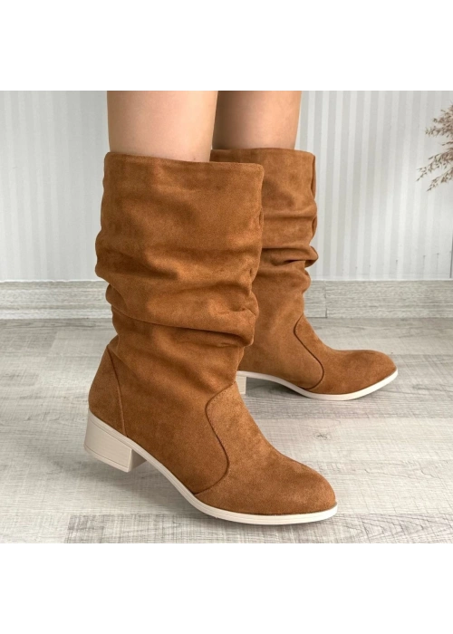 Jolin Taba Süet Topuklu Çizme