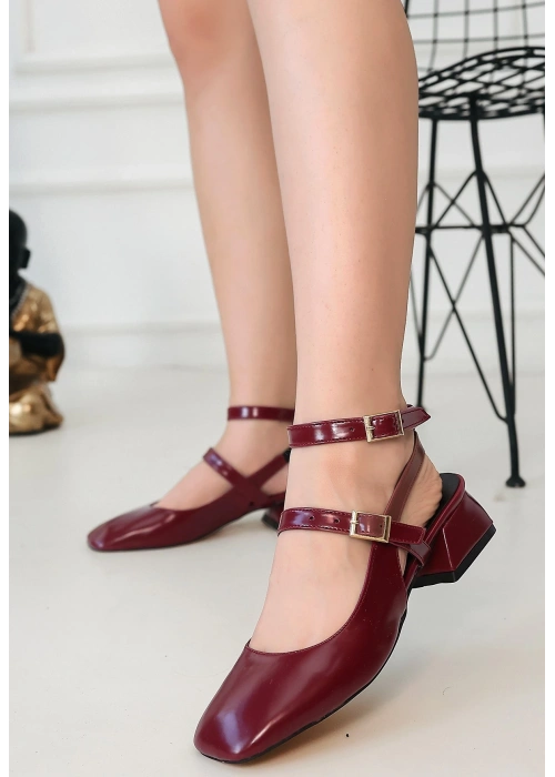 Karmi Mürdüm Cilt Topuklu Ayakkabı