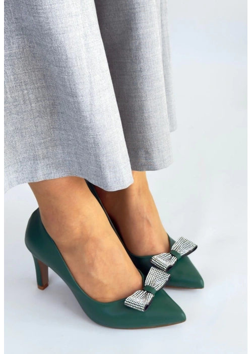 Keana Yeşil Cilt Topuklu Ayakkabı