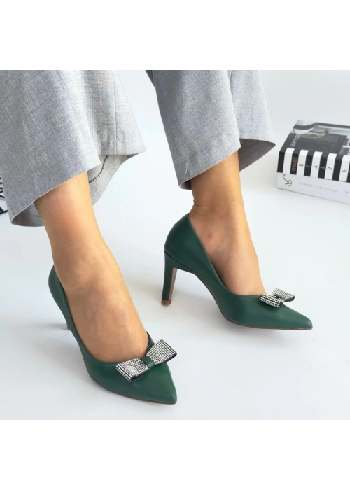 Keana Yeşil Cilt Topuklu Ayakkabı