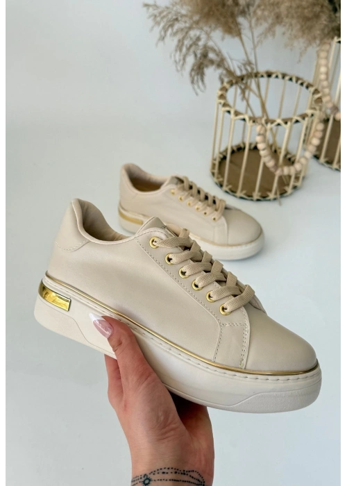 Kity Bej Cilt Bağcıklı Spor Ayakkabı