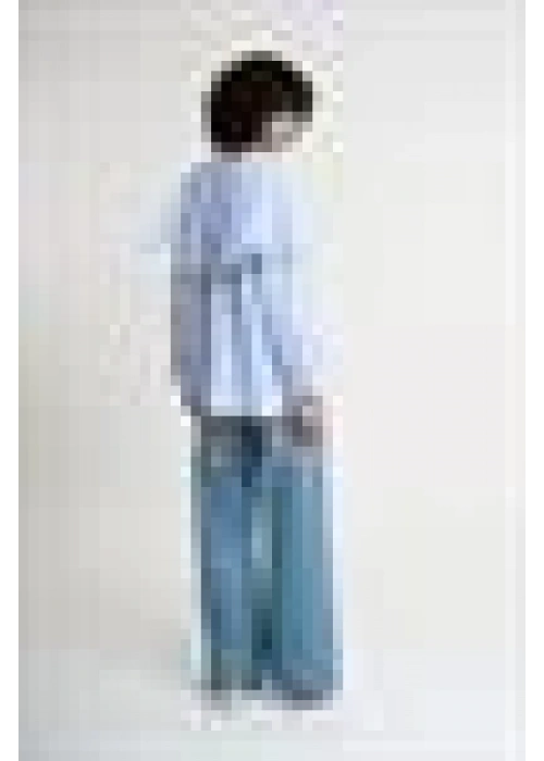 Lace Detailed Pleated Striped Shirt | Light Blue