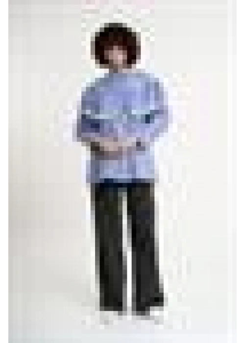 Lace Detailed Pleated Striped Shirt | Navyblue