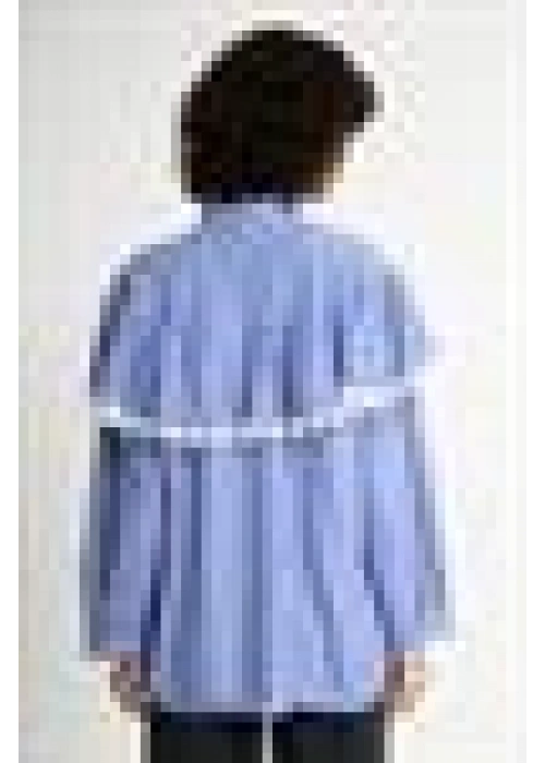 Lace Detailed Pleated Striped Shirt | Navyblue