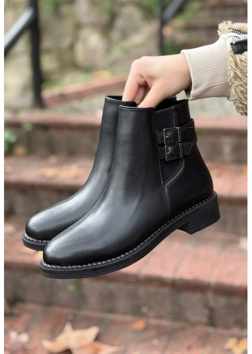 Lexi Siyah Cilt Topuklu Bot