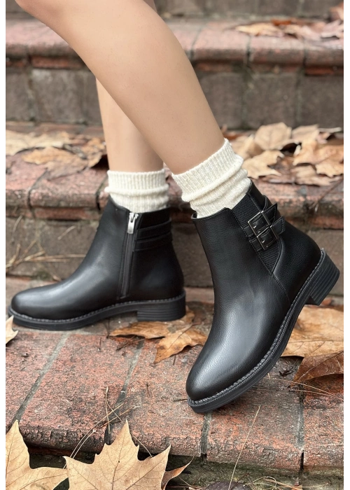 Lexi Siyah Cilt Topuklu Bot