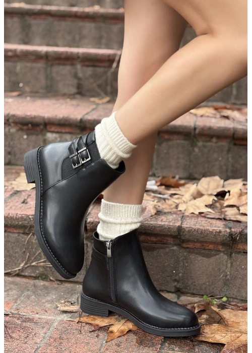 Lexi Siyah Cilt Topuklu Bot