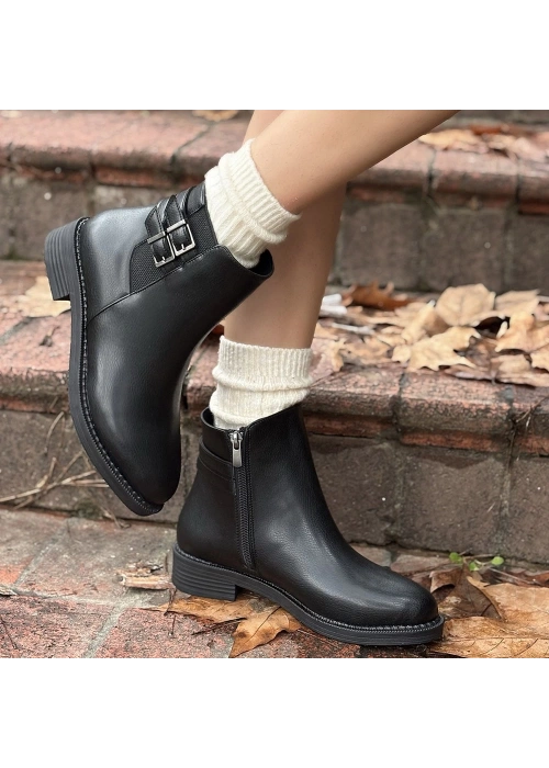 Lexi Siyah Cilt Topuklu Bot