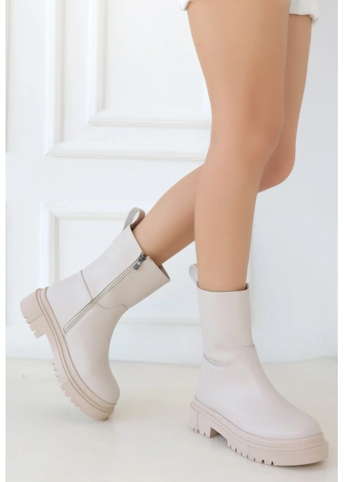 Liara Bej Cilt Topuklu Bot