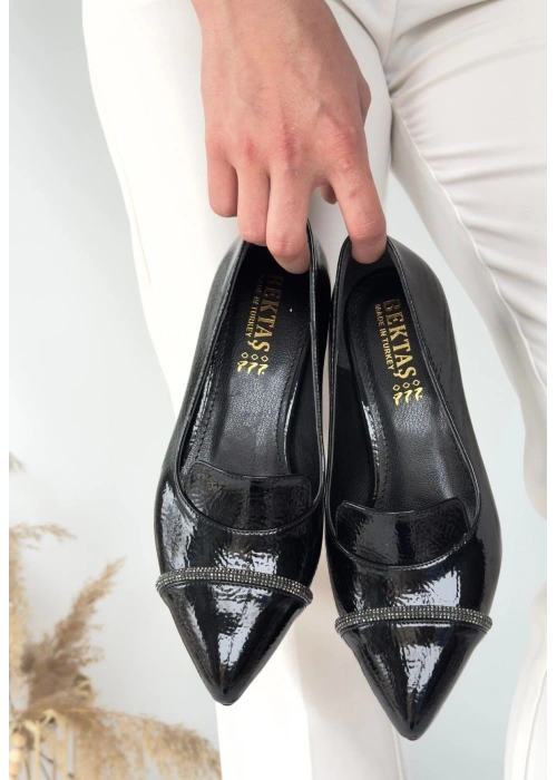 Liina Siyah Rugan Topuklu Ayakkabı