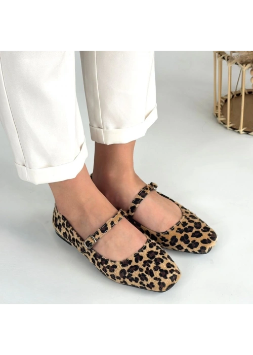Linni Leopar Süet Babet Ayakkabı