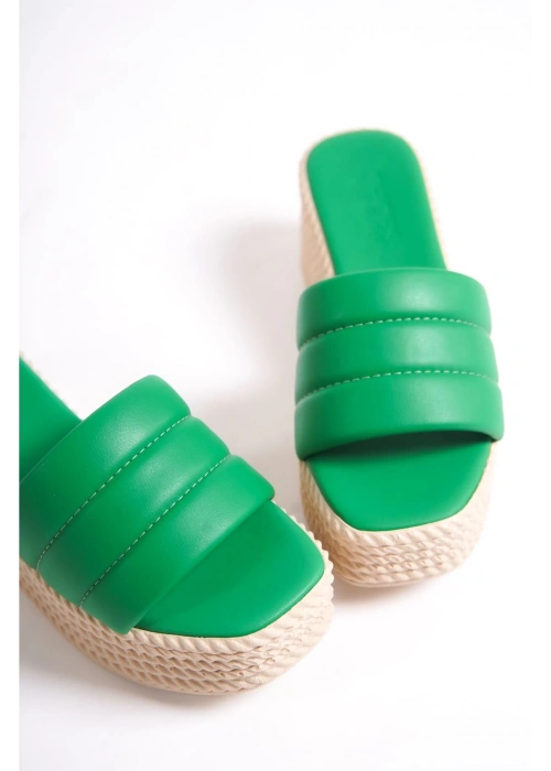 Mendal Yeşil Cilt Dolgu Topuk Terlik