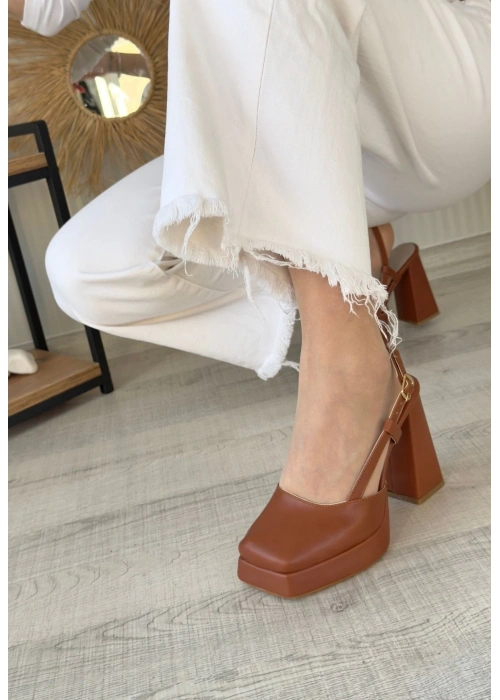 Mety Taba Cilt Topuklu Ayakkabı