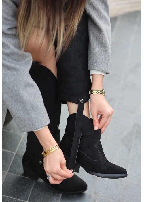 Milla Siyah Süet Tak Çıkar Topuklu Bot Ve Çizme