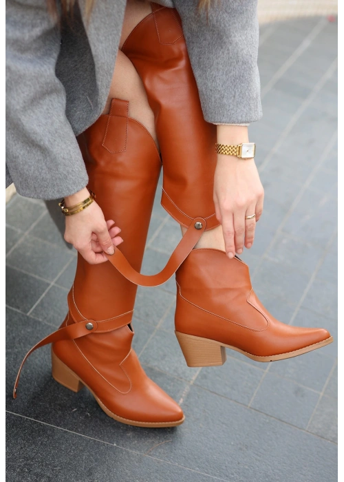 Milla Taba Cilt Tak Çıkar Topuklu Bot Ve Çizme