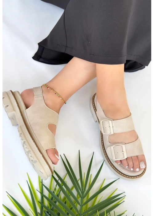 Milta Bej Nubuk Sandalet