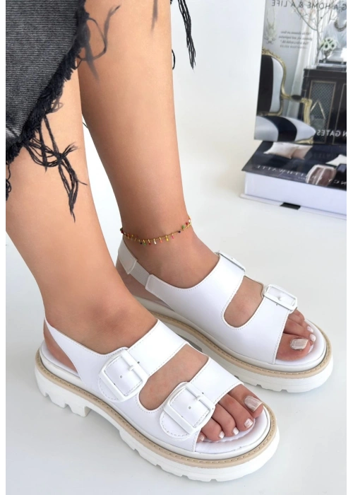 Milta Beyaz Cilt Sandalet