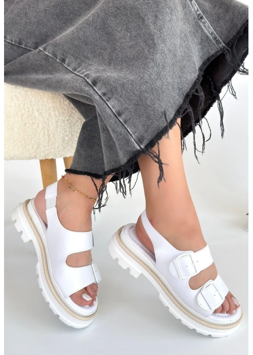 Milta Beyaz Cilt Sandalet