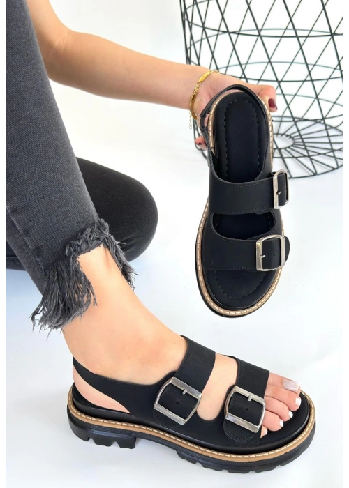 Milta Siyah Nubuk Sandalet