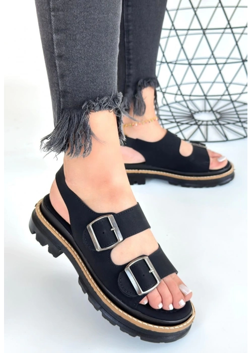 Milta Siyah Nubuk Sandalet