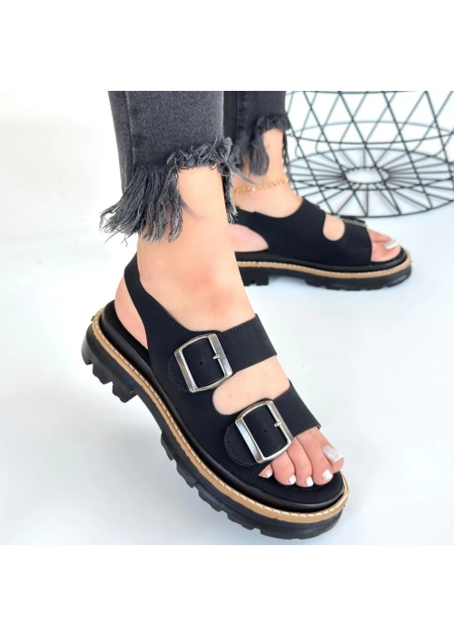 Milta Siyah Nubuk Sandalet