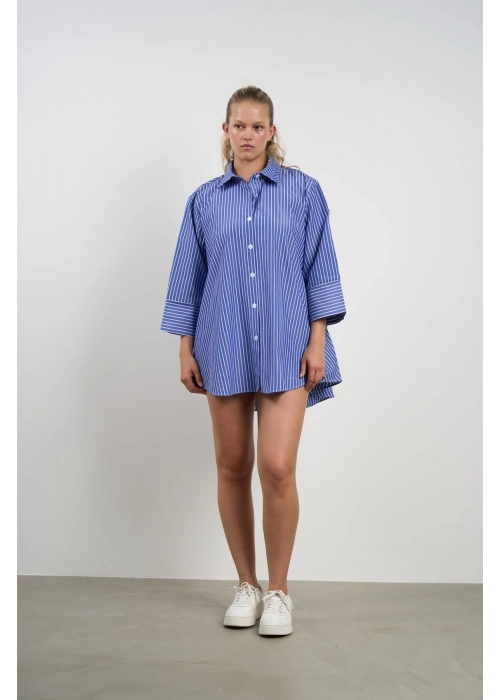 Minimal Pocket Poplin Shirt | Navy Blue