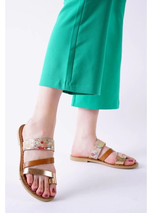 Minne Taba Şeritli Cilt Terlik